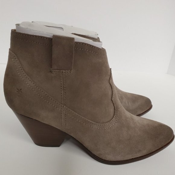 NEW FRYE REINA BOOTIE:TAUPE SUEDE ANKLE BOOTS‎ - Picture 3 of 10